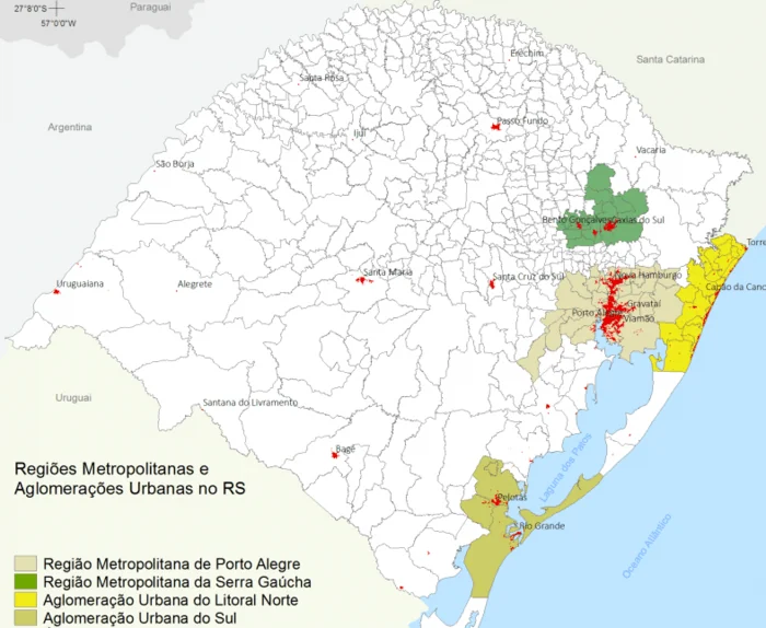 Mapa - Aglomerados Urbanos e Regiões Metropolitanas